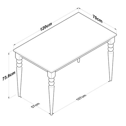 Τραπέζι Rosette Φυσικό-Λευκό 120X70X73.8