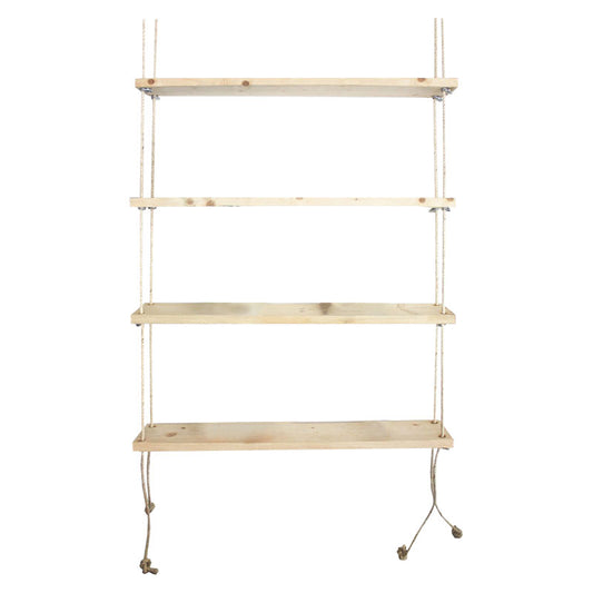 Ραφιέρα Τοίχου με Σχοινί Ξύλινη Φυσική 99x16x170