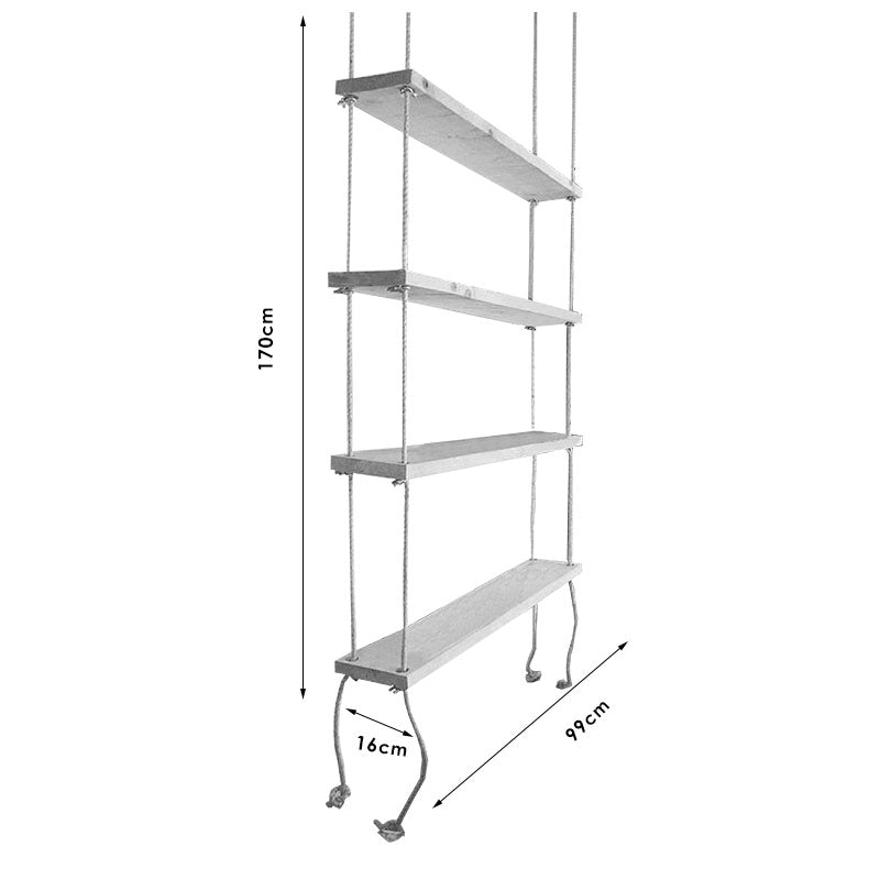 Ραφιέρα Τοίχου με Σχοινί Ξύλινη Φυσική 99x16x170