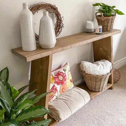 Κονσόλα με Ράφι Ξύλινη Καφέ 139x29x90