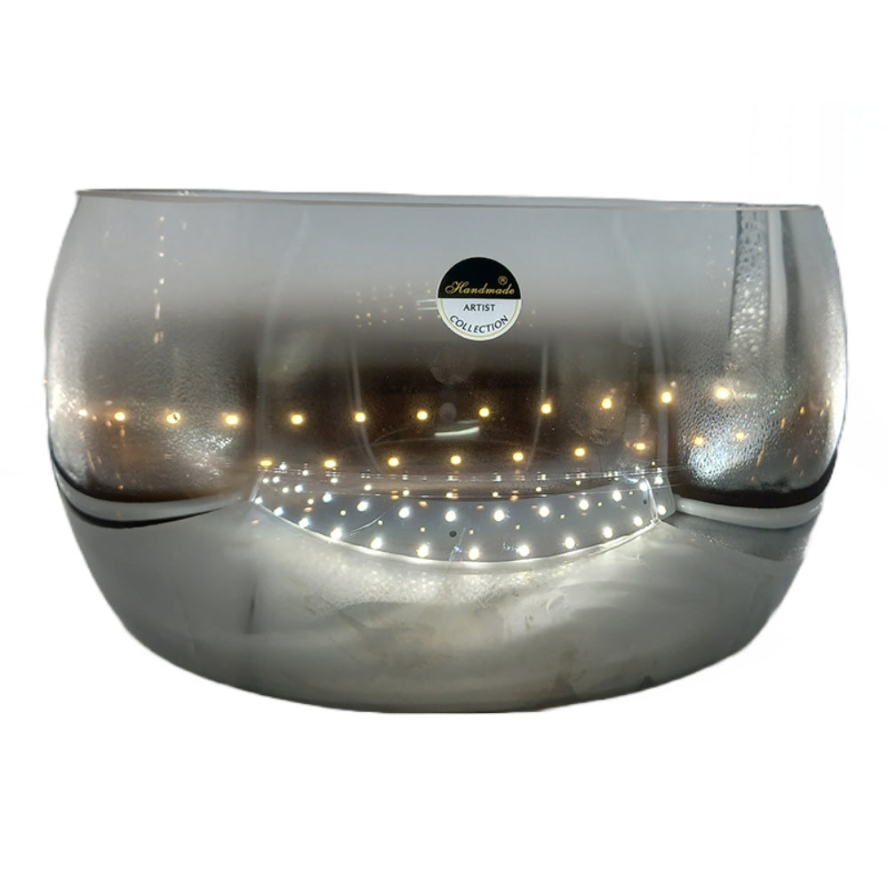 Μπωλ Γυάλινο Ασημί/Μελί 22x22x15