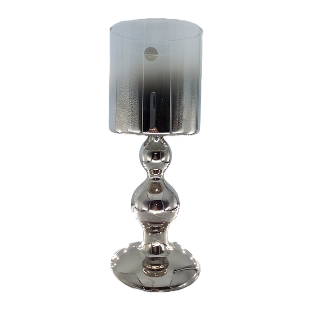 Κηροπήγιο Γυάλινο Ασημί/Μελί 10x10x24