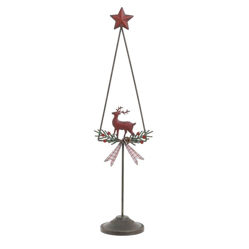 Χριστουγεννιάτικο Δεντράκι Μεταλλικό Πράσινο/Κόκκινο 11x8x41