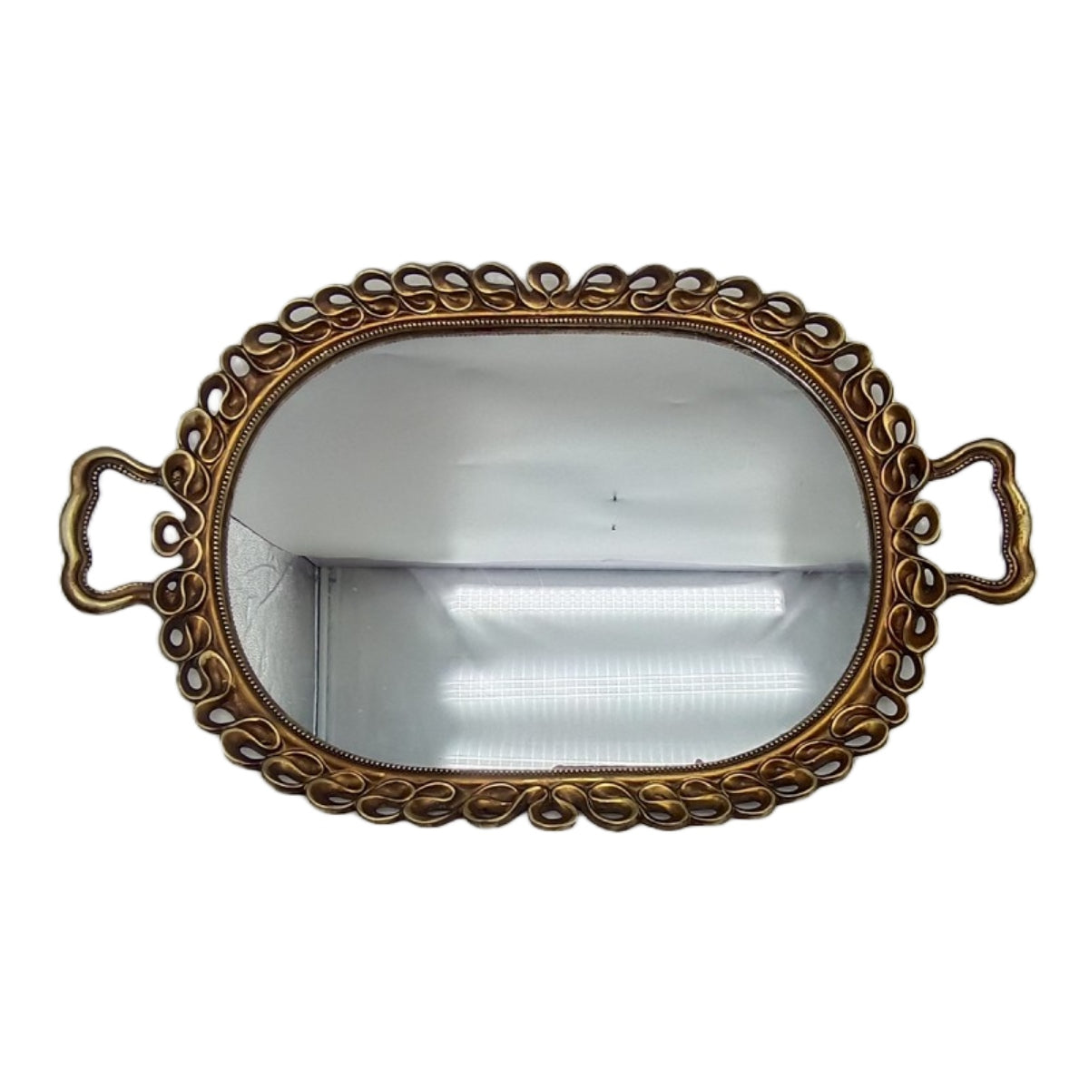 Δίσκος με Καθρέπτη Πολυρεσίνης Χρυσός 51x31x4