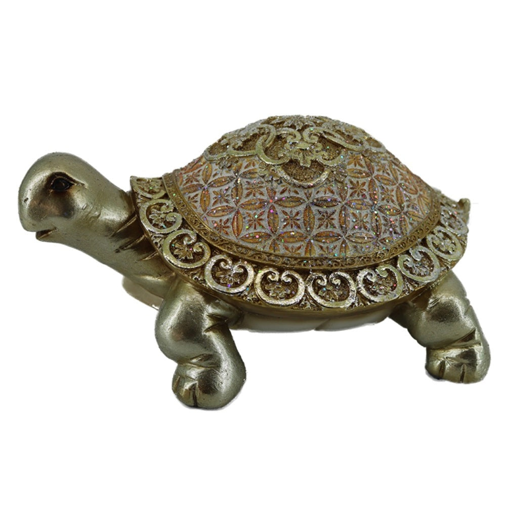 Διακοσμητική Χελώνα Πολυρεσίνης Χρυσή/Λαδί 21x16x10