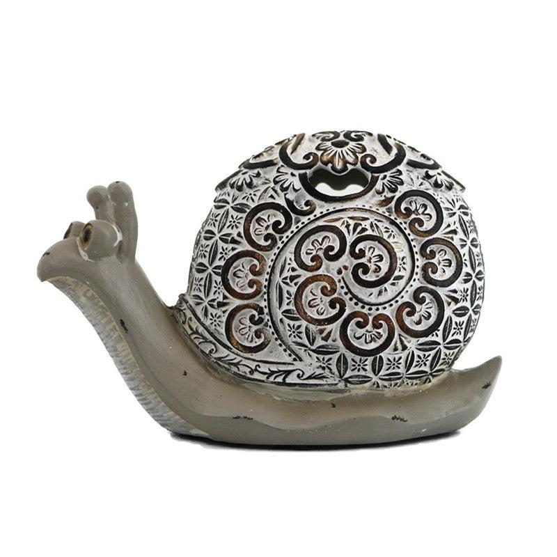 Διακοσμητικό Σαλιγκάρι Πολυρεσίνης Ασημί/Εκρού 13x7x9