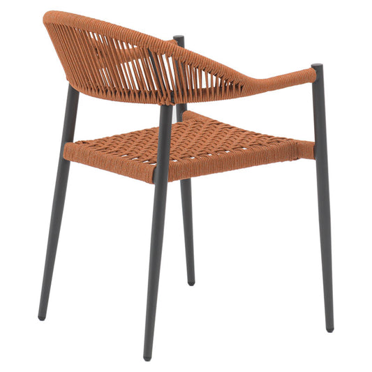 Πολυθρόνα Κήπου Αλουμινένια/Σχοινί Μαύρη/Μόκα 57x59x77