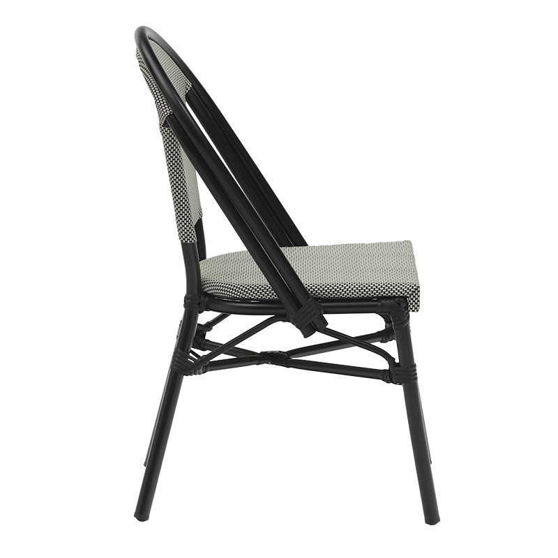 pakoworld Καρέκλα Κήπου Αλουμινένια/Υφασμάτινη Μαύρη/Λευκή 216-000015