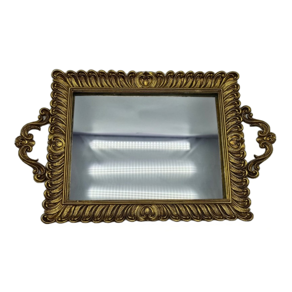 Δίσκος με Καθρέπτη Πολυρεσίνης Χρυσός 40x25x3