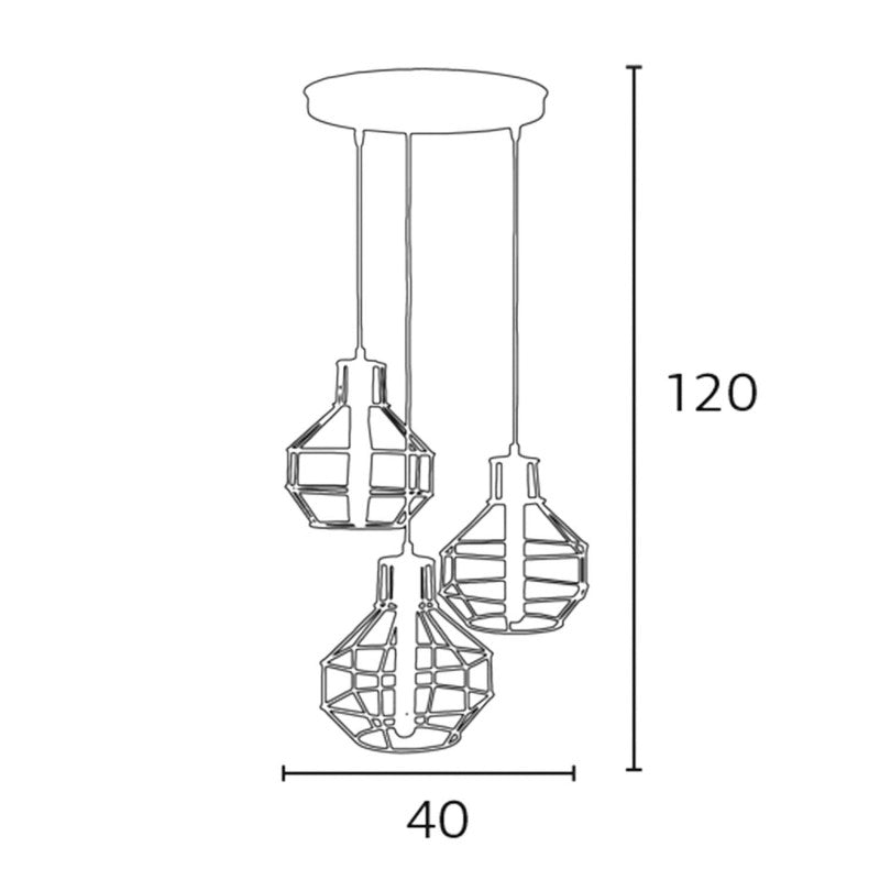 Φωτιστικό Πολύφωτο 3φ Μέταλλο Μαύρο Ε27