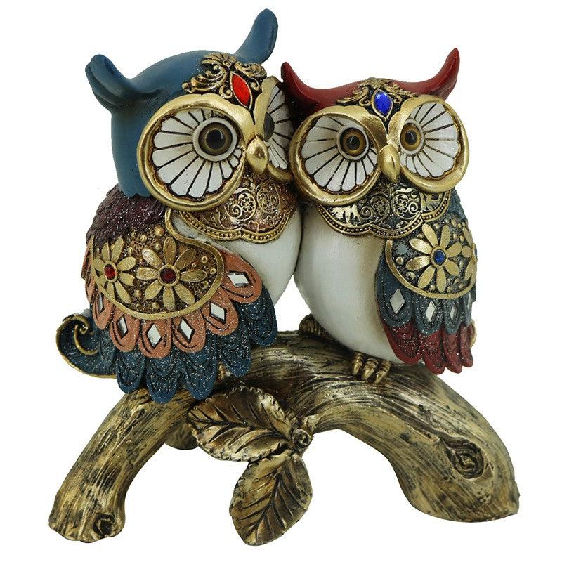 Διακοσμητικές Κουκουβάγιες Πολυρεσίνης Πολύχρωμες 17x9x17