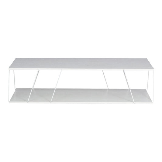 Τραπέζι Σαλονιού με Ράφι Ξύλινο/Μεταλλικό Γκρι/Λευκό 120x50x30