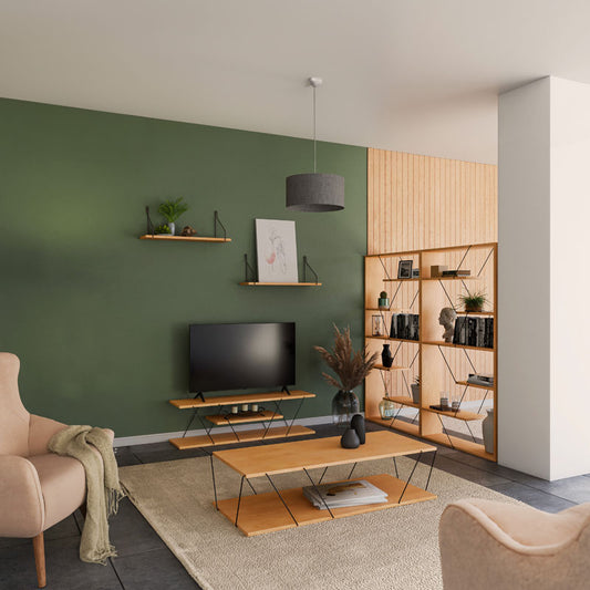 Έπιπλο Τηλεόρασης Ξύλινο/Μεταλλικό Φυσικό/Μαύρο 120x30x33