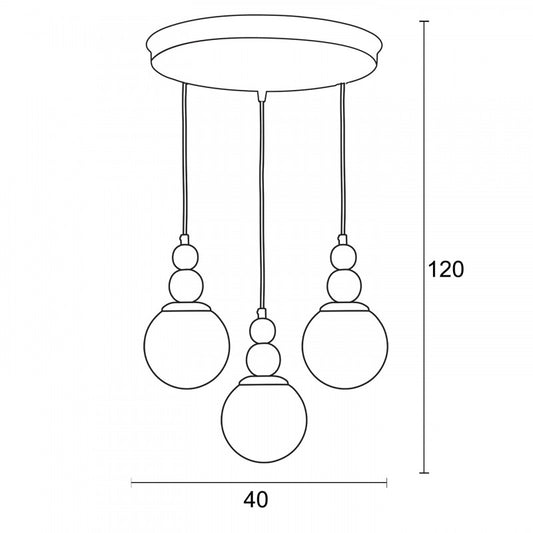 Φωτιστικό Πολύφωτο 3φ Μέταλλο/Γυαλί Ε27