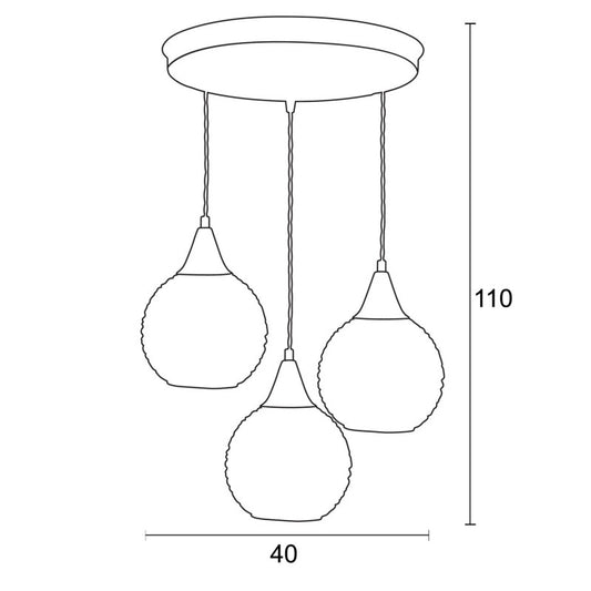 Φωτιστικό Πολύφωτο 3φ Μέταλλο/Γυαλί Ε27