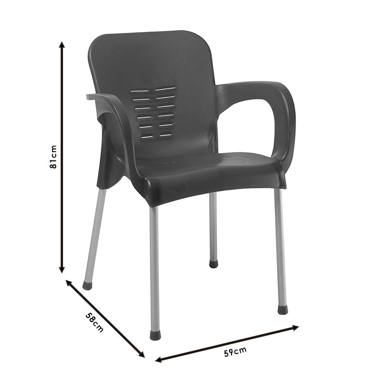 Πολυθρόνα Κήπου Πλαστική/Αλουμινένια Μόκα/Γκρι 59x58x81