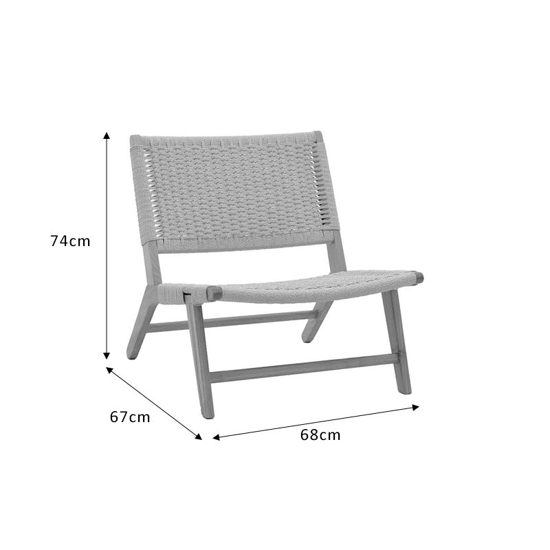 Πολυθρόνα Filippo Ξύλο Οξιάς Φυσικό-Έδρα Χρώμα Φυσικό Σχοινί 68x69x74