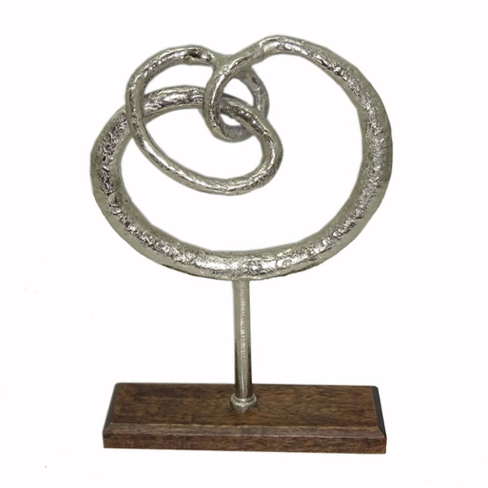 Επιτραπέζιο Διακοσμητικό Μεταλλικό/Ξύλινο Ασημί/Καφέ 23x8x30