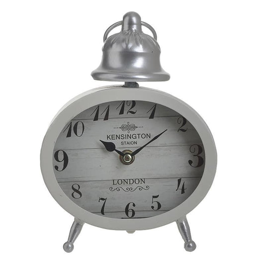 Επιτραπέζιο Ρολόι Μεταλλικό Εκρού/Ασημί 16x7x22