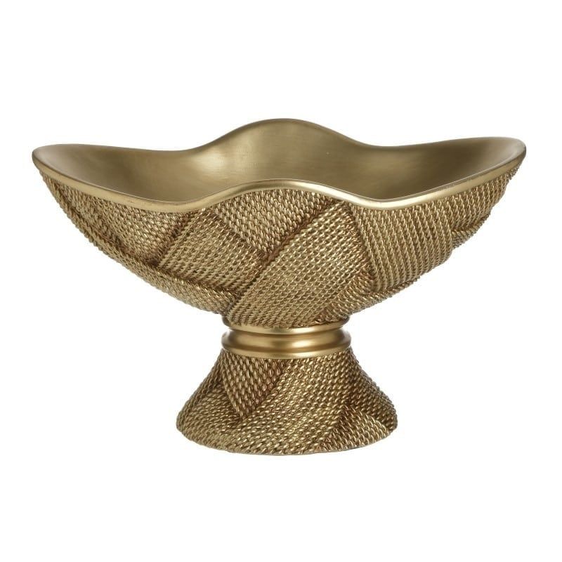 Μπωλ με Πόδι Πολυρεσίνης Χρυσό 30x22x18