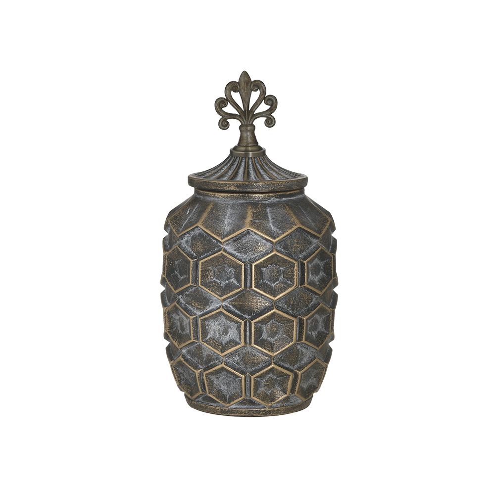 Βάζο με Καπάκι Κεραμικό Αντικέ Μπλε/Χρυσό 16x16x31