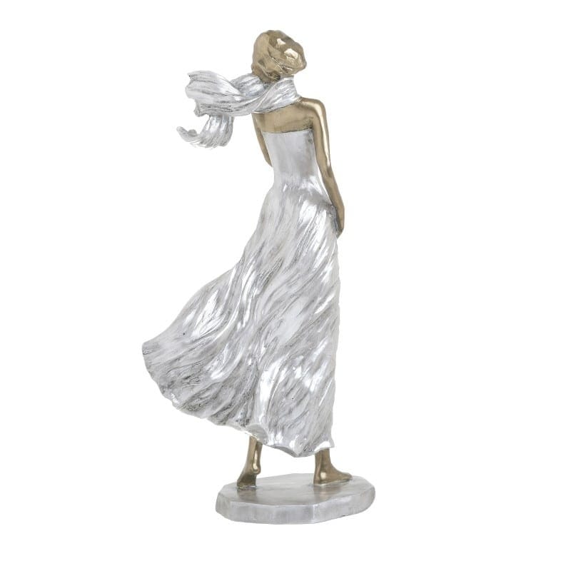 inart Διακοσμητική Γυναίκα Πολυρεσίνης Λευκή/Χρυσή 3-70-401-0128