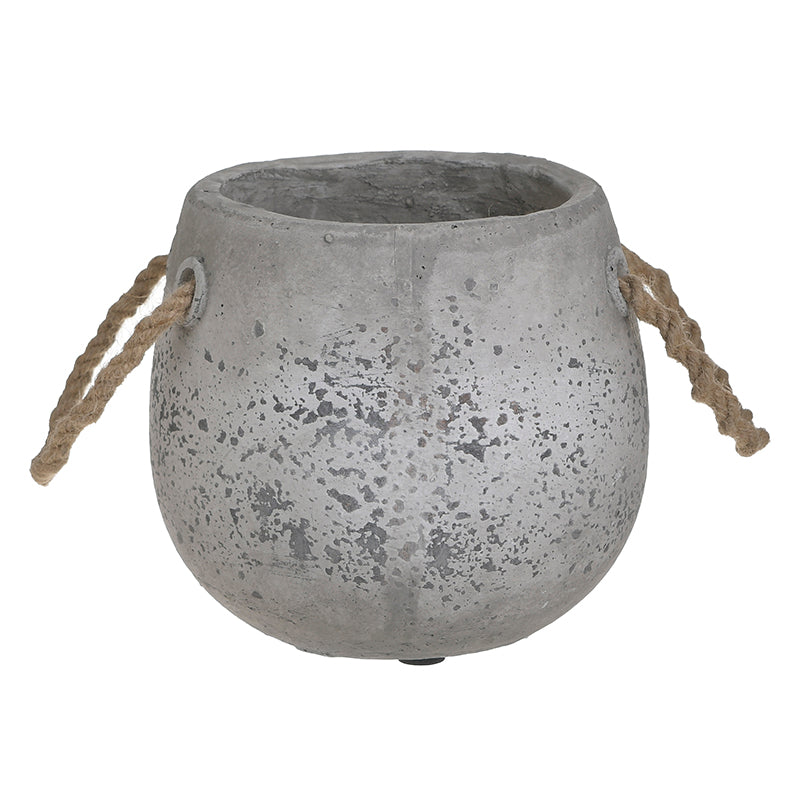 Κασπώ με Σχοινί Κεραμικό Αντικέ Γκρι 16x16x15