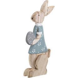 Διακοσμητική Λαγουδίνα Ξύλινη Φυσική/Μπλε 15x4x34