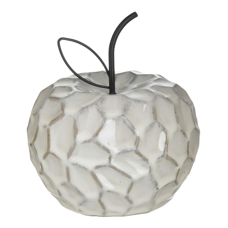Διακοσμητικό Μήλο Κεραμικό Αντικέ Μπεζ/Μαύρο 14x14x17