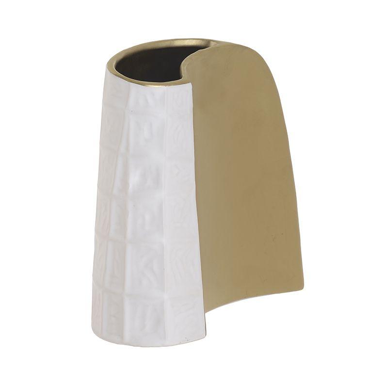 Βάζο Κεραμικό Λευκό/Χρυσό 23x11x23