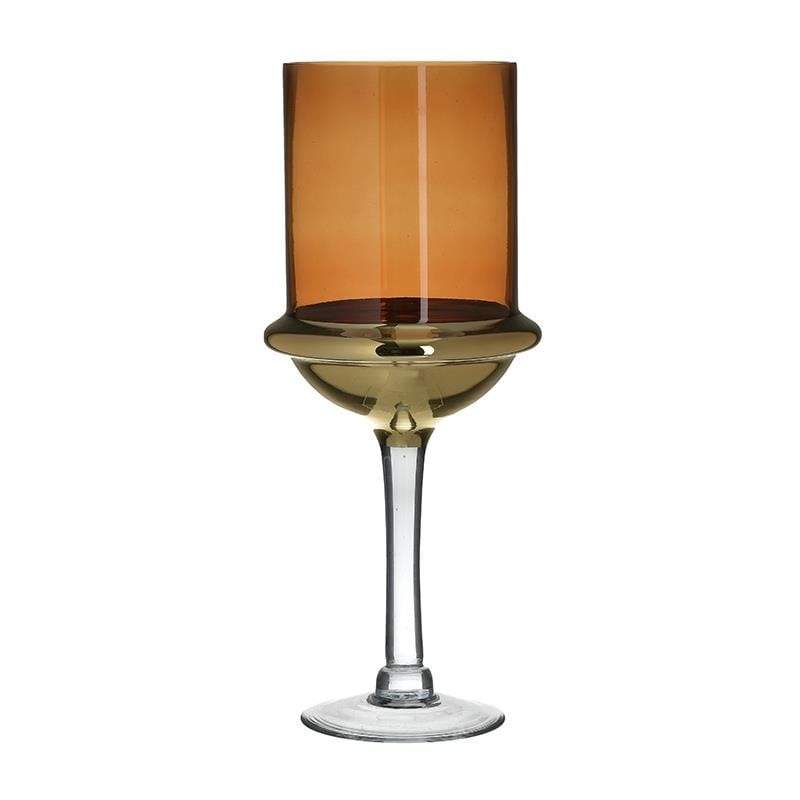 Κηροπήγιο Γυάλινο Μελί/Χρυσό 17x17x40