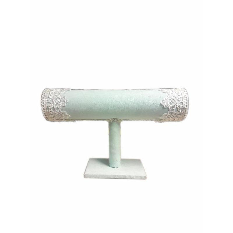 Μπιζουτιέρα Υφασμάτινη Σιέλ/Λευκή 23x7x15