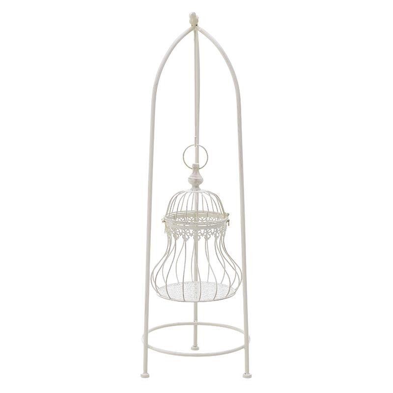 Ανθοστήλη 'Κλουβί' Μεταλλική Λευκή 26x26x85