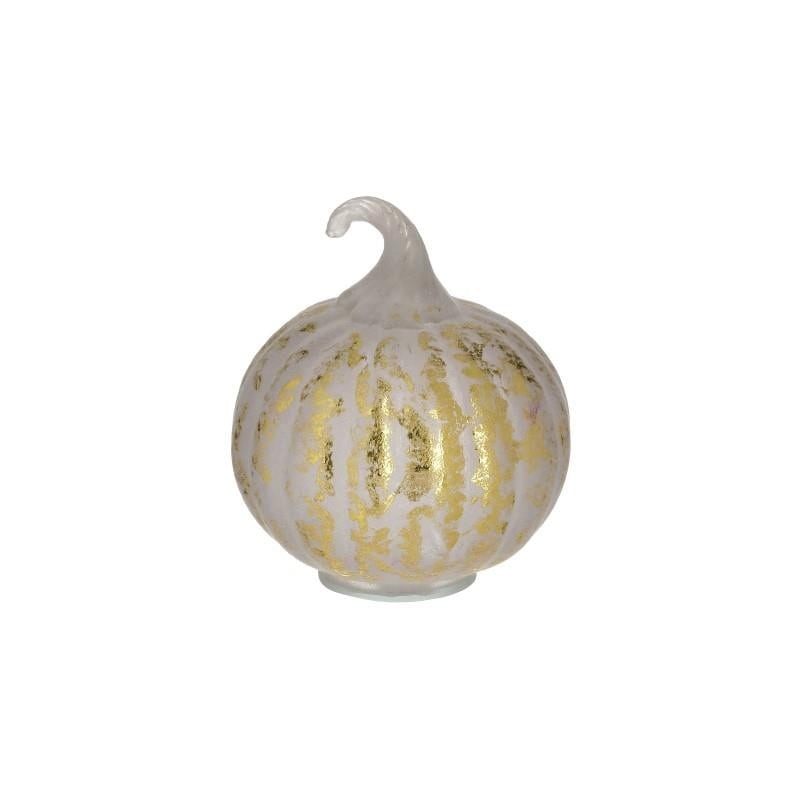 Διακοσμητική Κολοκύθα Γυάλινη Χρυσή/Λευκή 10x10x12