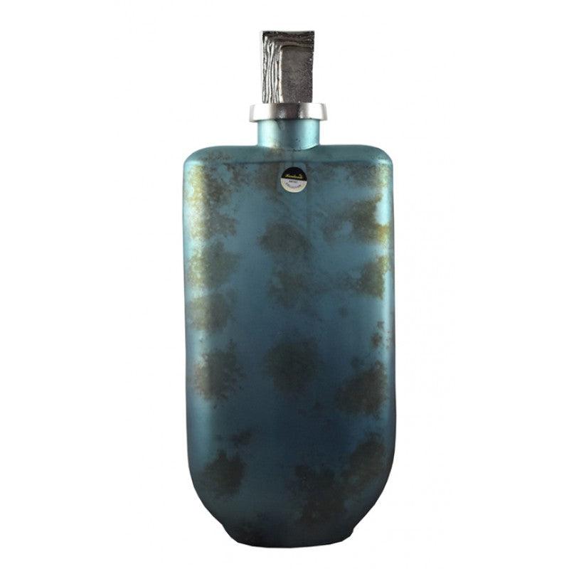 Καράφα Διακοσμητική Γυάλινη Μπλε/Χρυσή 17x10x39