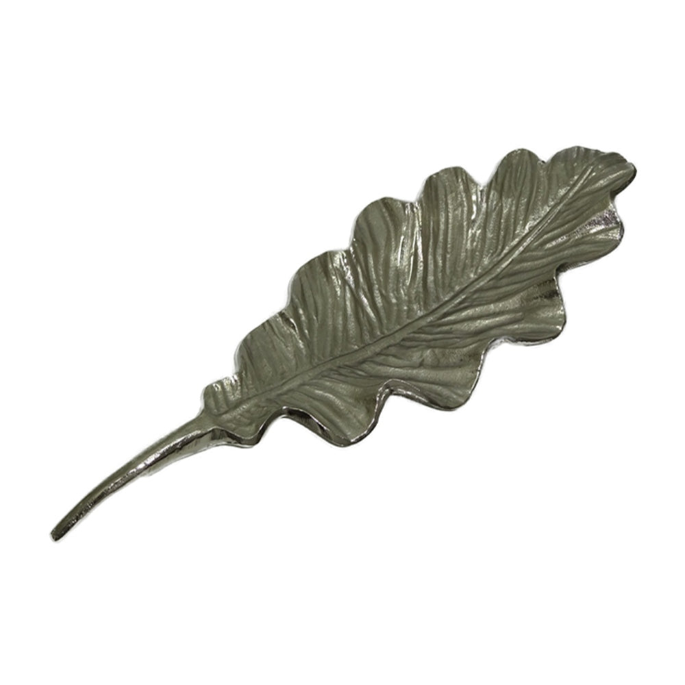 Πιατέλα 'Φύλλο' Μεταλλική Ασημί 52x19x6