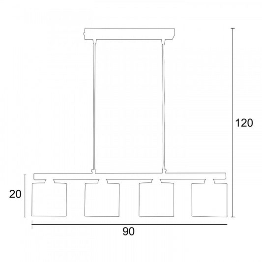 Φωτιστικό Πολύφωτο 4φ Μέταλλο/Αμπαζούρ Γκρι Ε27