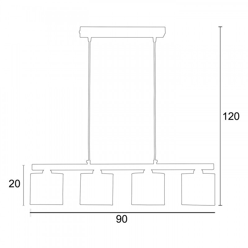 Φωτιστικό Πολύφωτο 4φ Μέταλλο/Αμπαζούρ Γκρι Ε27