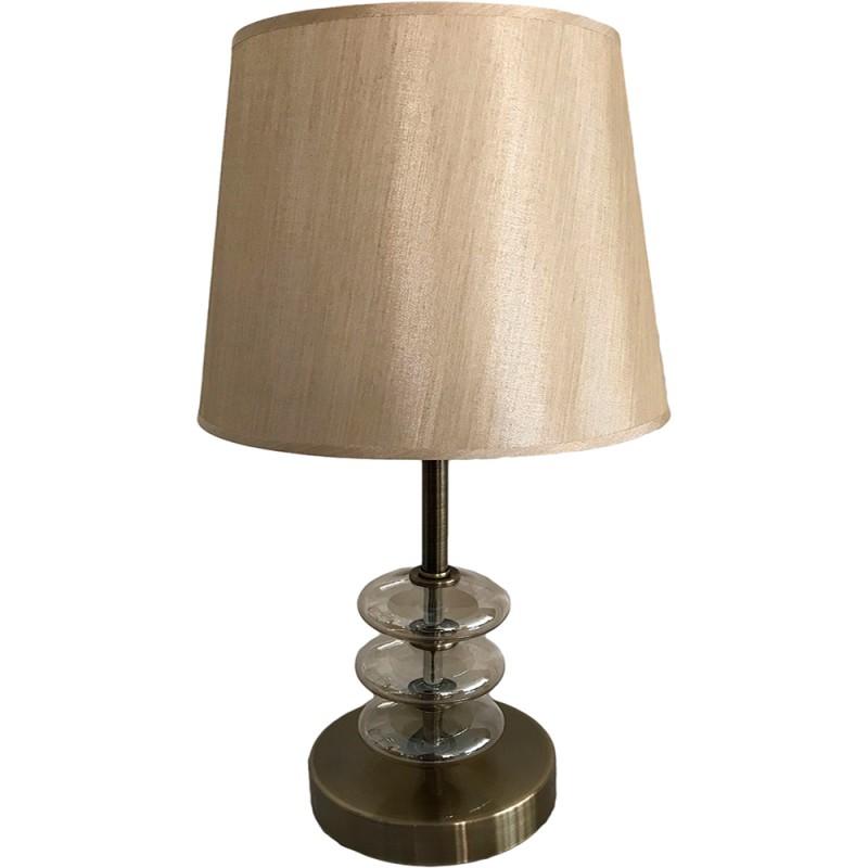 Επιτραπέζιο Φωτιστικό Μεταλλικό/Γυάλινο Μπρονζέ/Μπεζ 20x20x41