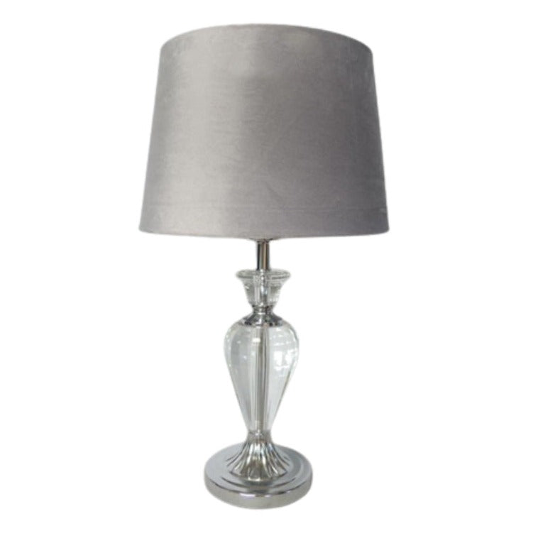 Επιτραπέζιο Φωτιστικό Γυάλινο/Μεταλλικό Διάφανο/Ασημί 30x30x54