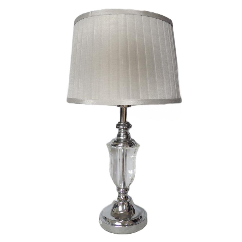 Επιτραπέζιο Φωτιστικό Μεταλλικό/Γυάλινο Ασημί/Διάφανο 30x30x55