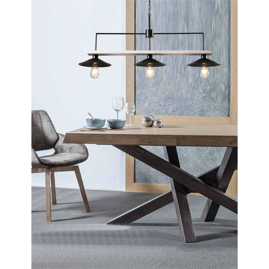 Φωτιστικό Πολύφωτο 3φ Ξύλο/Μέταλλο Μαύρο Ε27