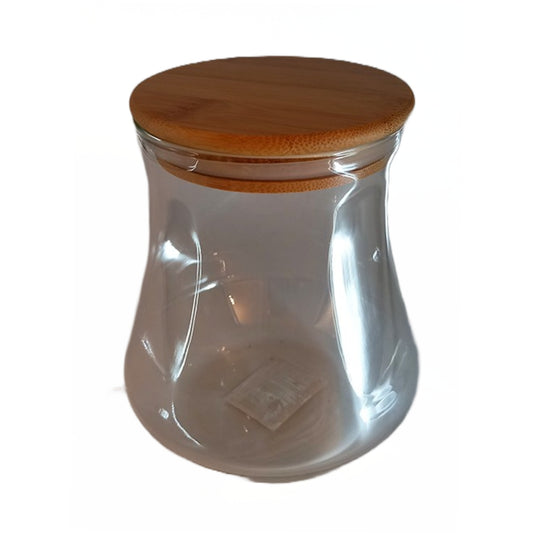 Βάζο Αποθήκευσης Γυάλινο/Ξύλινο Διάφανο/Φυσικό 13x13x15