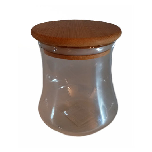 Βάζο Αποθήκευσης Γυάλινο/Ξύλινο Διάφανο/Φυσικό 10x10x12