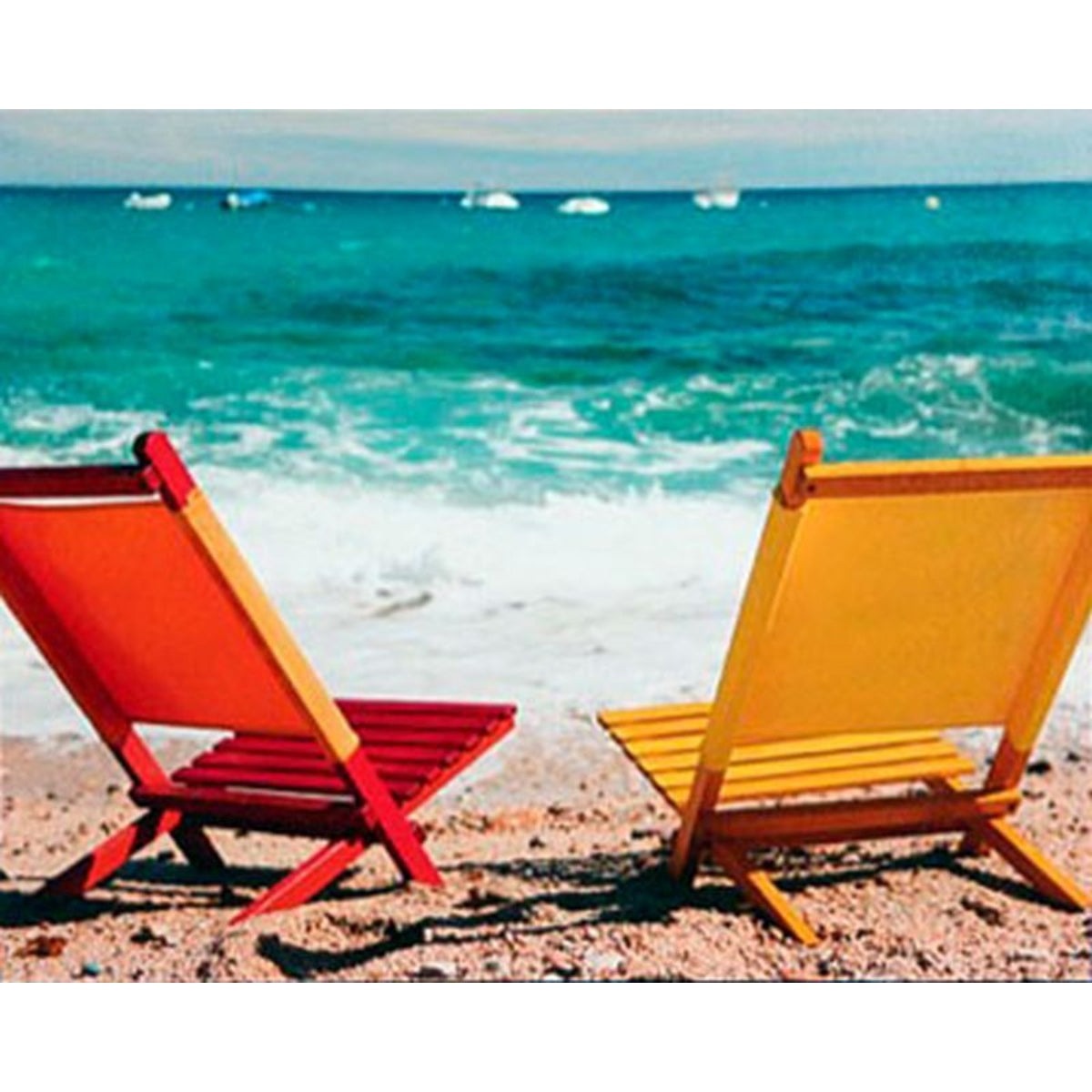 Πίνακας 'Ξαπλώστρες σε Παραλία' Καμβάς Πολύχρωμος 50x2x40