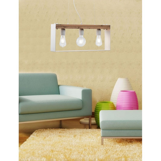 Φωτιστικό Πολύφωτο 3φ Ξύλο/Μέταλλο Λευκό Ε27