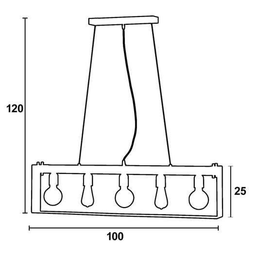 Φωτιστικό Πολύφωτο 5φ Ξύλο/Μέταλλο Μαύρο Ε27