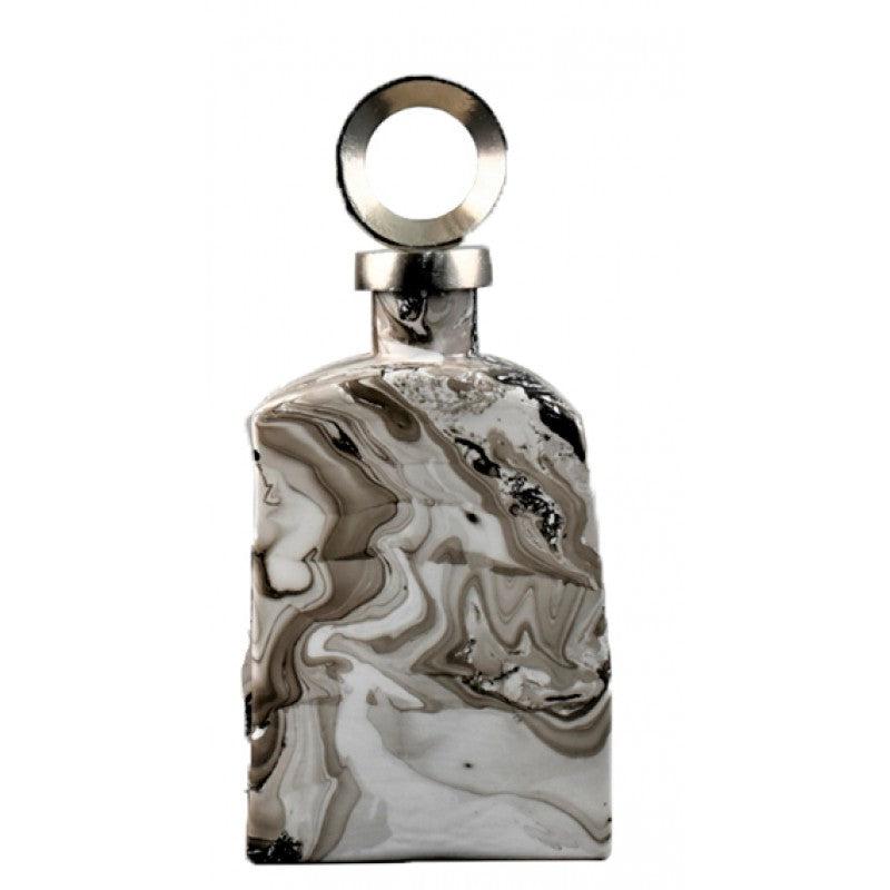 Καράφα Διακοσμητική Γυάλινη Λευκή/Μαύρη 13x7x29