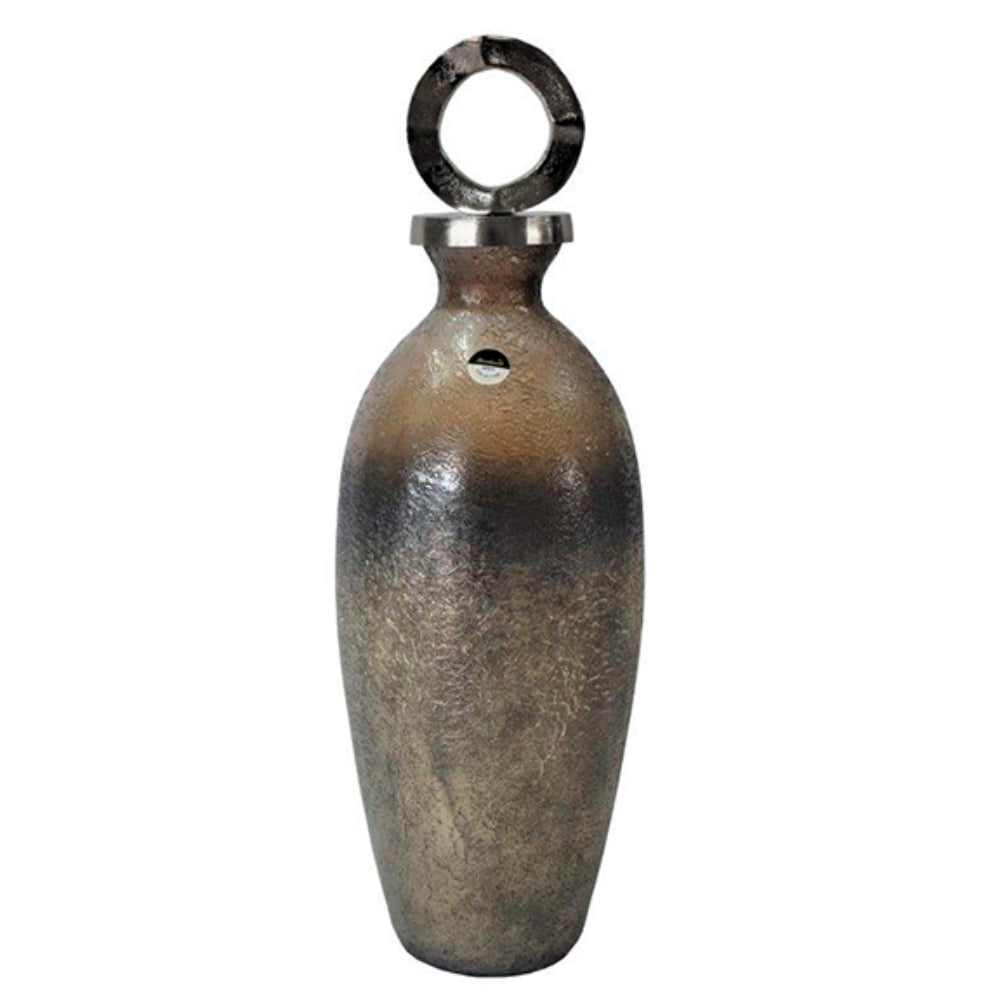 Καράφα Διακοσμητική Γυάλινη Βεραμάν/Μπρονζέ 16x16x50