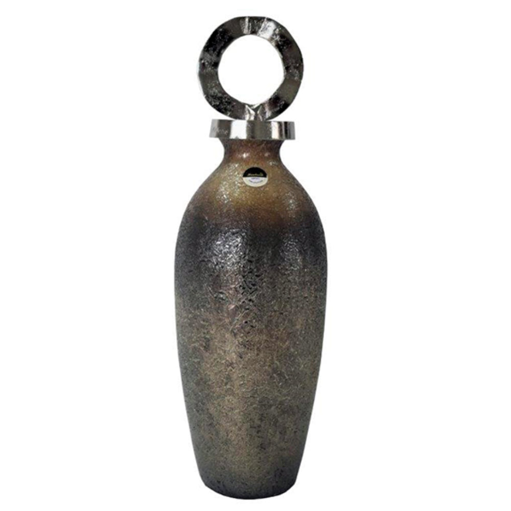 Καράφα Διακοσμητική Γυάλινη Βεραμάν/Μπρονζέ 18x18x55